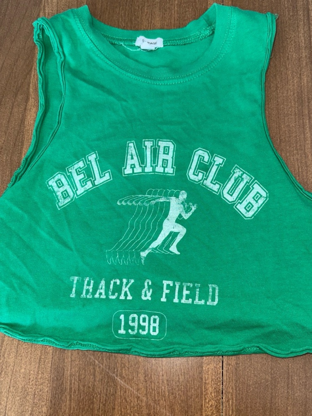 Garage Green Crop Tank with White Track Graphic